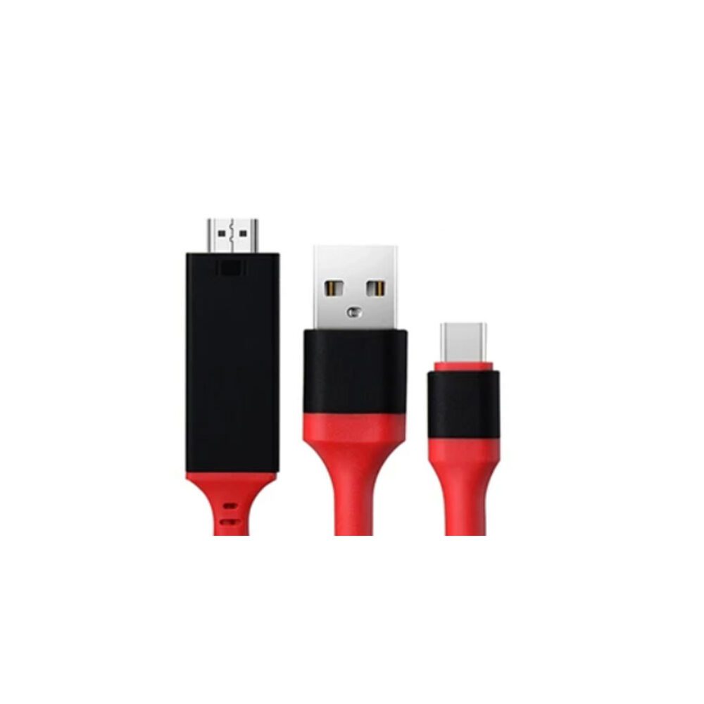 HDMI naar USB-C en USB A 2 meter Rood