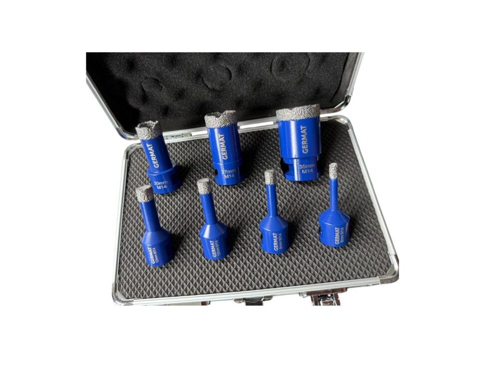 4 Germat Diamant Droogboor Set 7-Delig – 6 | 8 | 10 | 12 | 20 | 27 | 35 mm – Incl. M14-naar-Accutol-Adapter