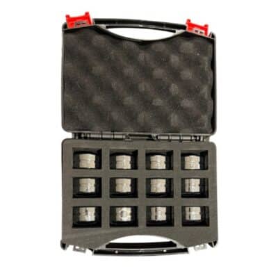 Klembekken set kabelogen 10–300 mm² (2 koffers) | Persbekken set | Krimpbekken voor hydraulische tang | Germat bekken | Kabelpers bekken | Persklem bekken | Bekkenkoffer | Bekkenset kabelpers