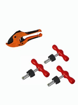 PEX ontbramer & kalibrator set 20 / 25 / 32 mm + buizenkniptang tot 42 mm