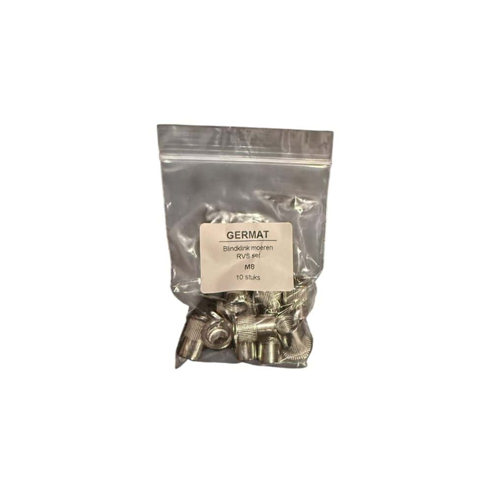 Blindklink moeren set M8 RVS 10 stuks