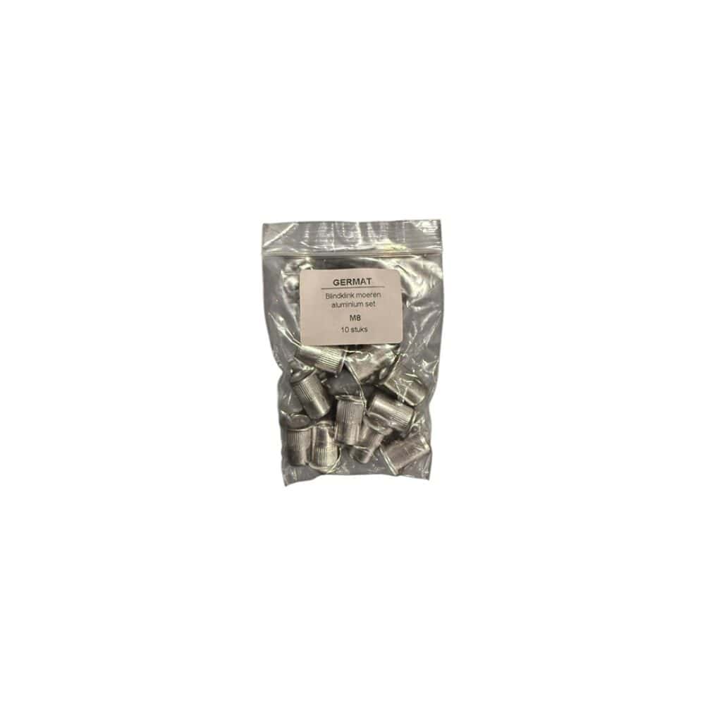 Blindklink moeren set M8 Aluminium 10 stuks