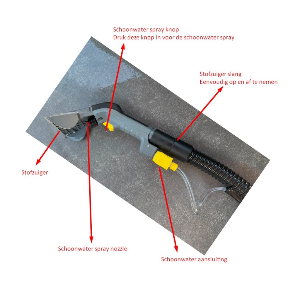 Kärcher Puzzi 8/1 Huren | Tapijtreiniger Verhuur | Bekledingsreiniger Huren | Bank Reinigen | Autostoelen Reinigen | Inclusief 4 Meter Slang, Reinigingsmiddel & Antischuim