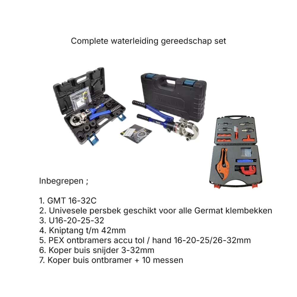 Germat Complete waterleiding gereedschap set inclusief ontbraam en knip set U